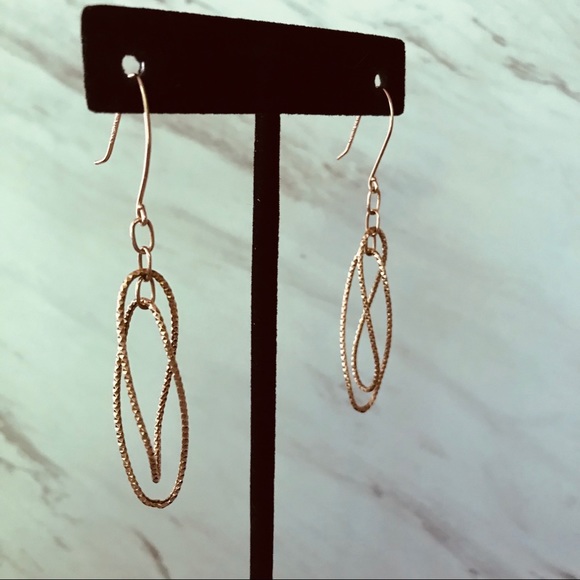 Diamond Cut Swirl Drop Earrings Rose Gold - Picture 6 of 6